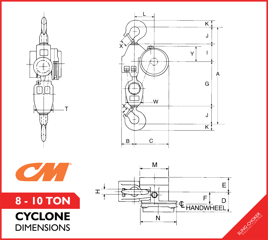 Cyclone Hoist Dimensions